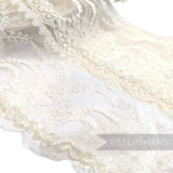 Extra Wide 20cm Tiered Sheer Floral Scalloped Edge Lace - 1m