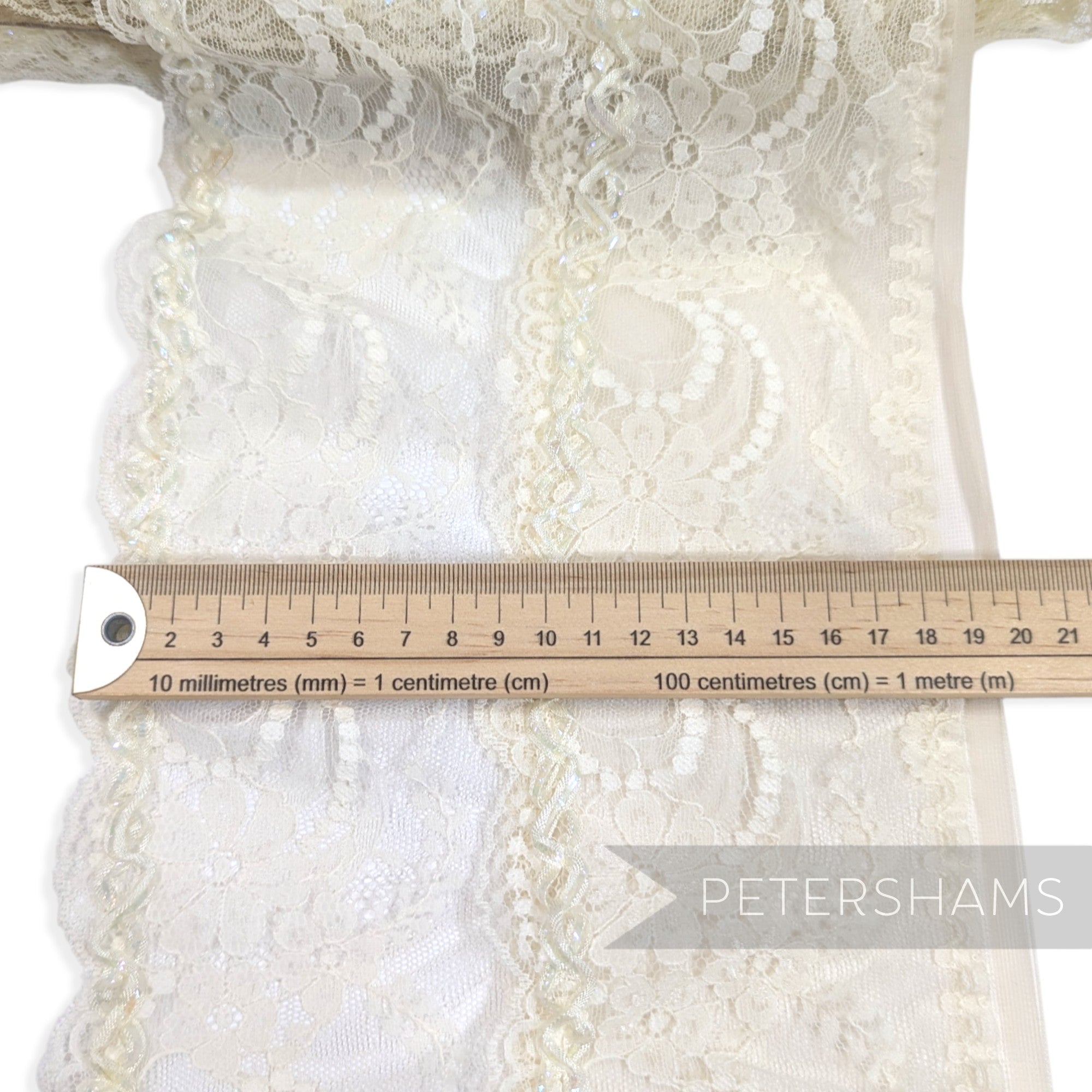 Extra Wide 20cm Tiered Sheer Floral Scalloped Edge Lace - 1m