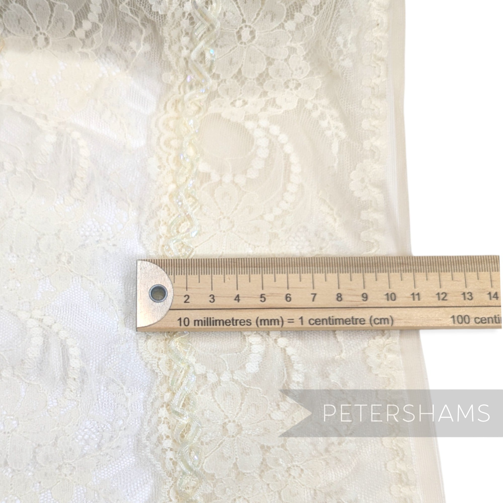 Extra Wide 20cm Tiered Sheer Floral Scalloped Edge Lace - 1m