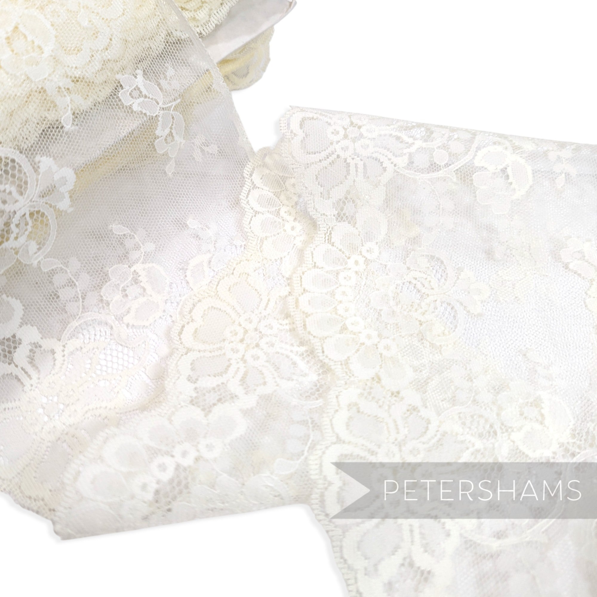 Extra Wide 15cm Climbing Rose with Scalloped Edge Sheer Lace - 1m