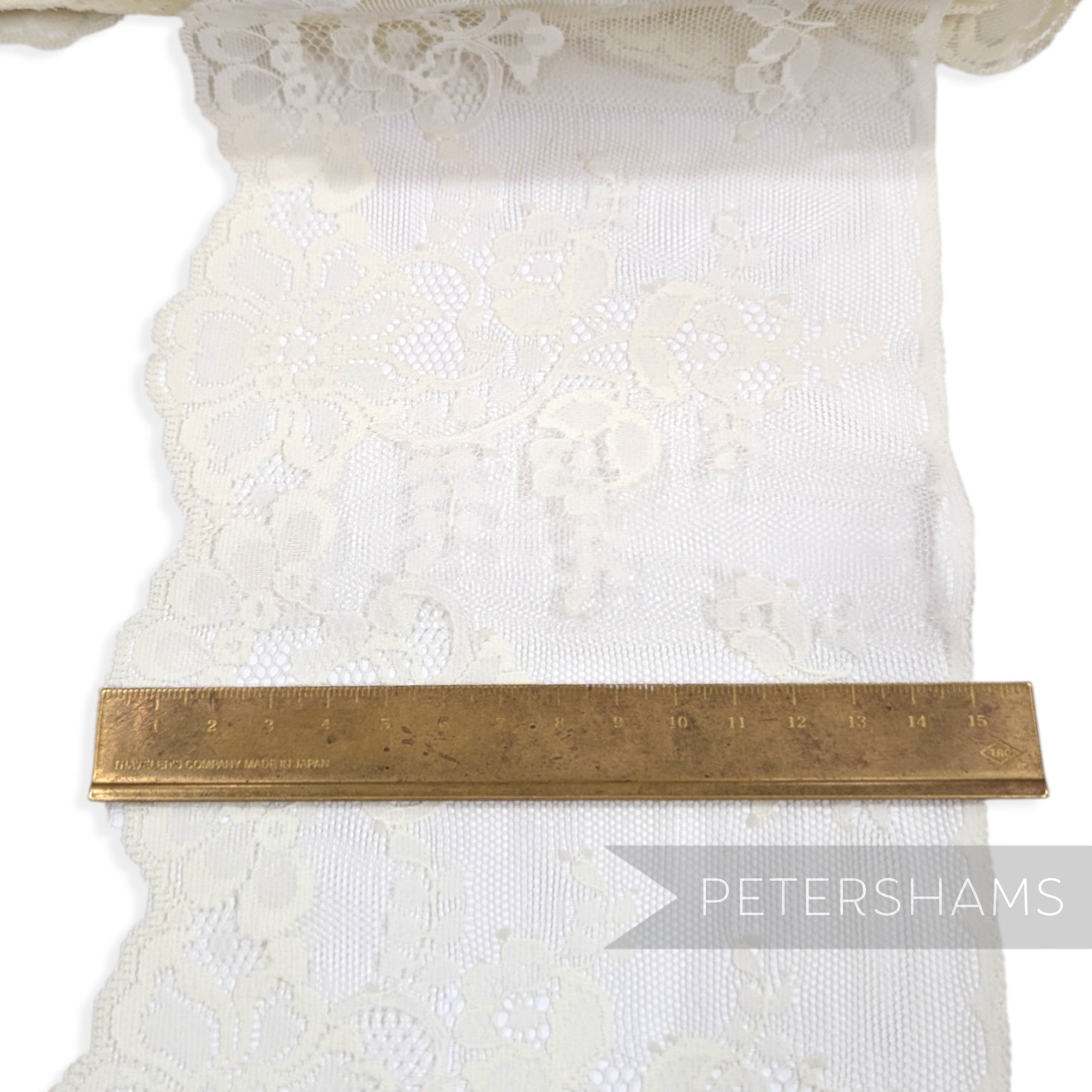 Extra Wide 15cm Climbing Rose with Scalloped Edge Sheer Lace - 1m