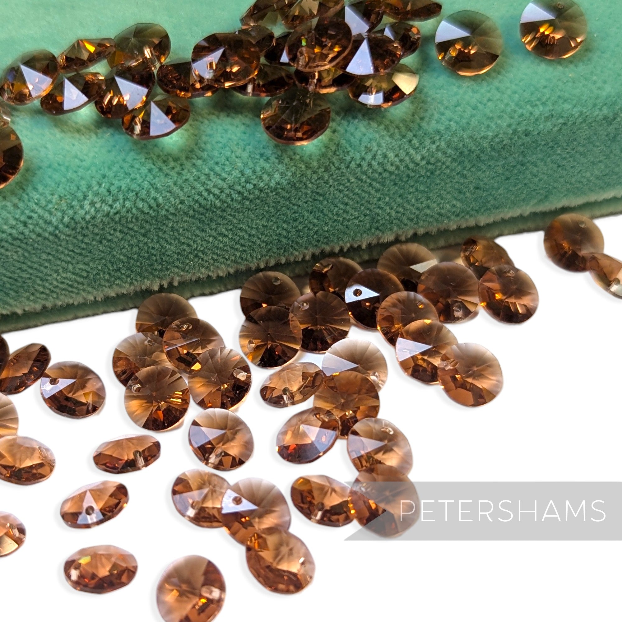 Vintage 1960/70's 8mm Glass Rivoli Shape 1-Hole Faceted Beads - 72 Pieces