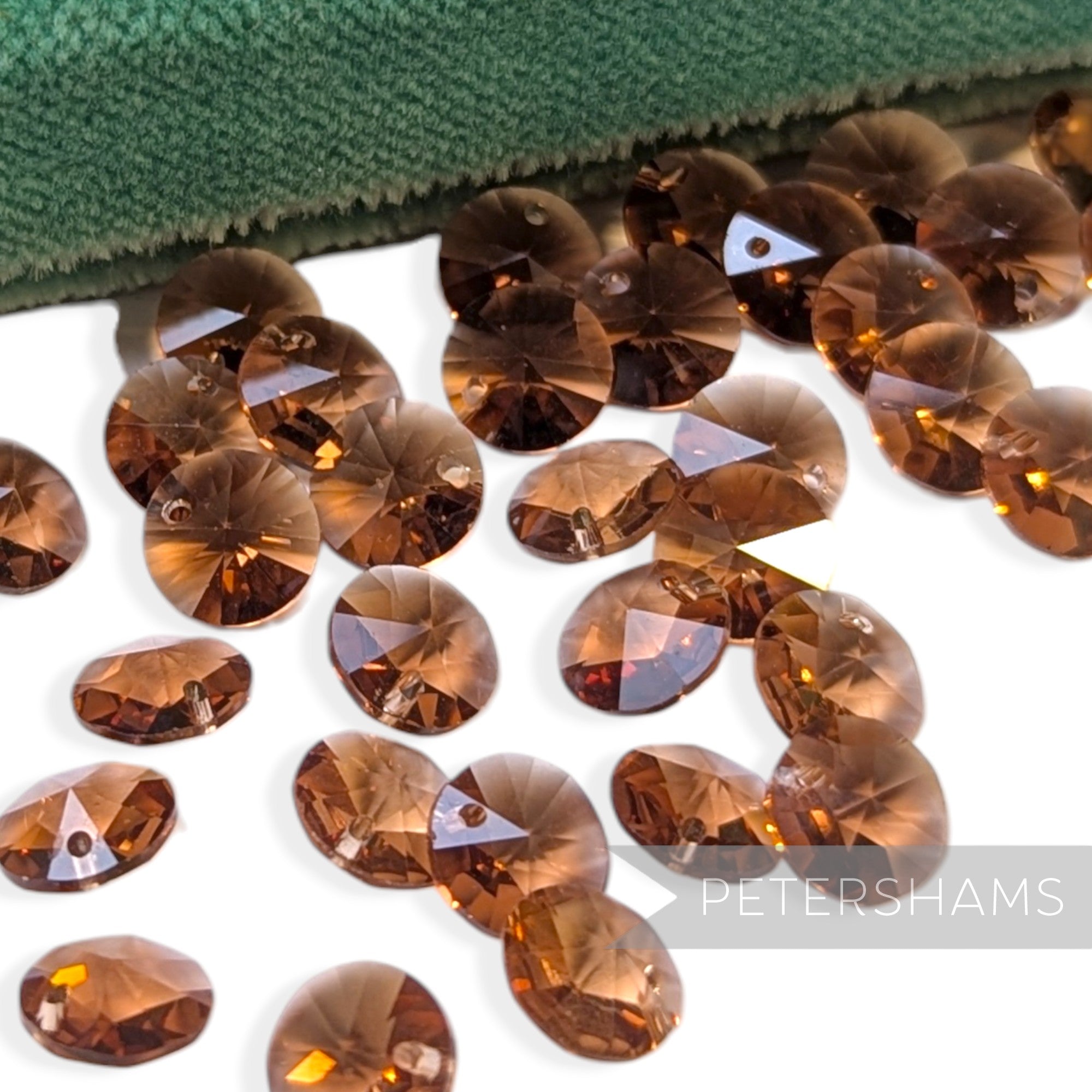 Vintage 1960/70's 8mm Glass Rivoli Shape 1-Hole Faceted Beads - 72 Pieces