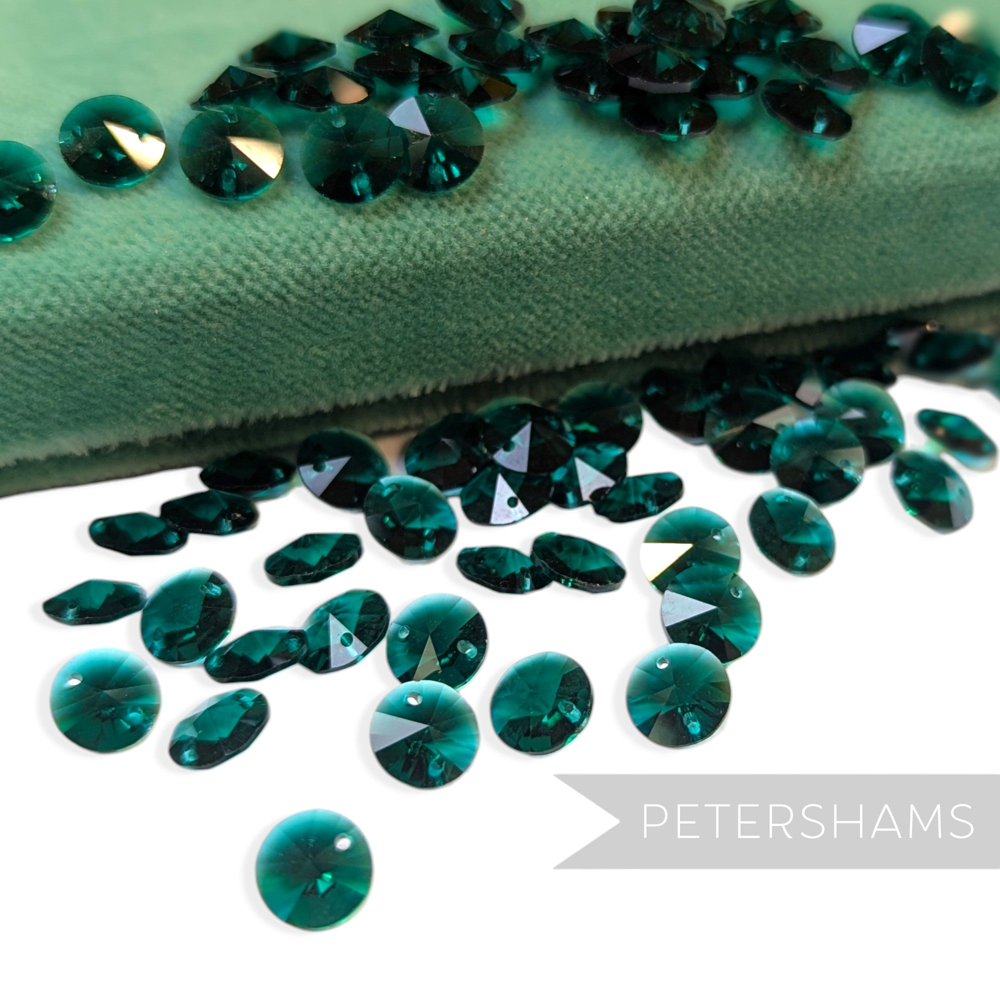 Vintage 1960/70's 8mm Glass Rivoli Shape 2-Hole Faceted Beads - 72 Pieces