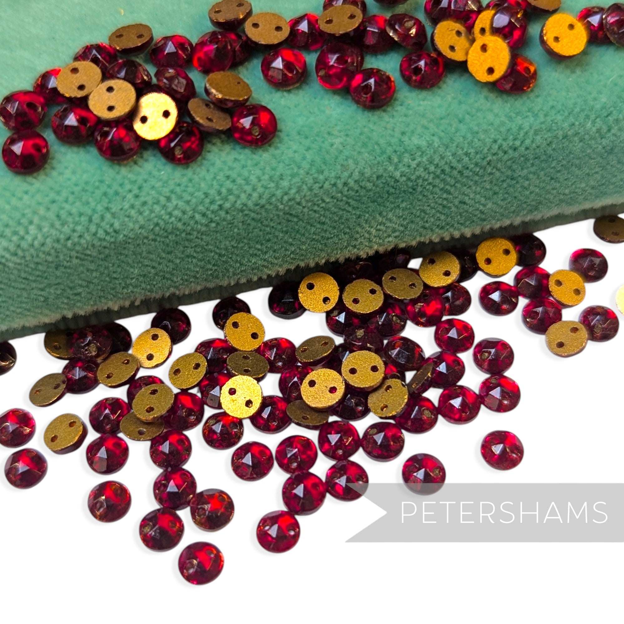 Vintage 1960/70's 4mm Glass 2-Hole Flatback Faceted Gems - 144 Pieces