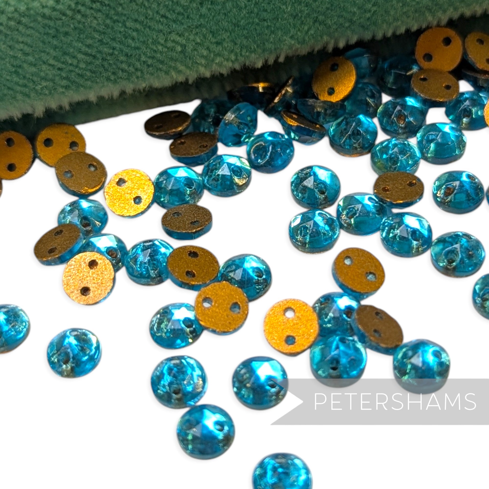 Vintage 1960/70's 4mm Glass 2-Hole Flatback Faceted Gems - 144 Pieces