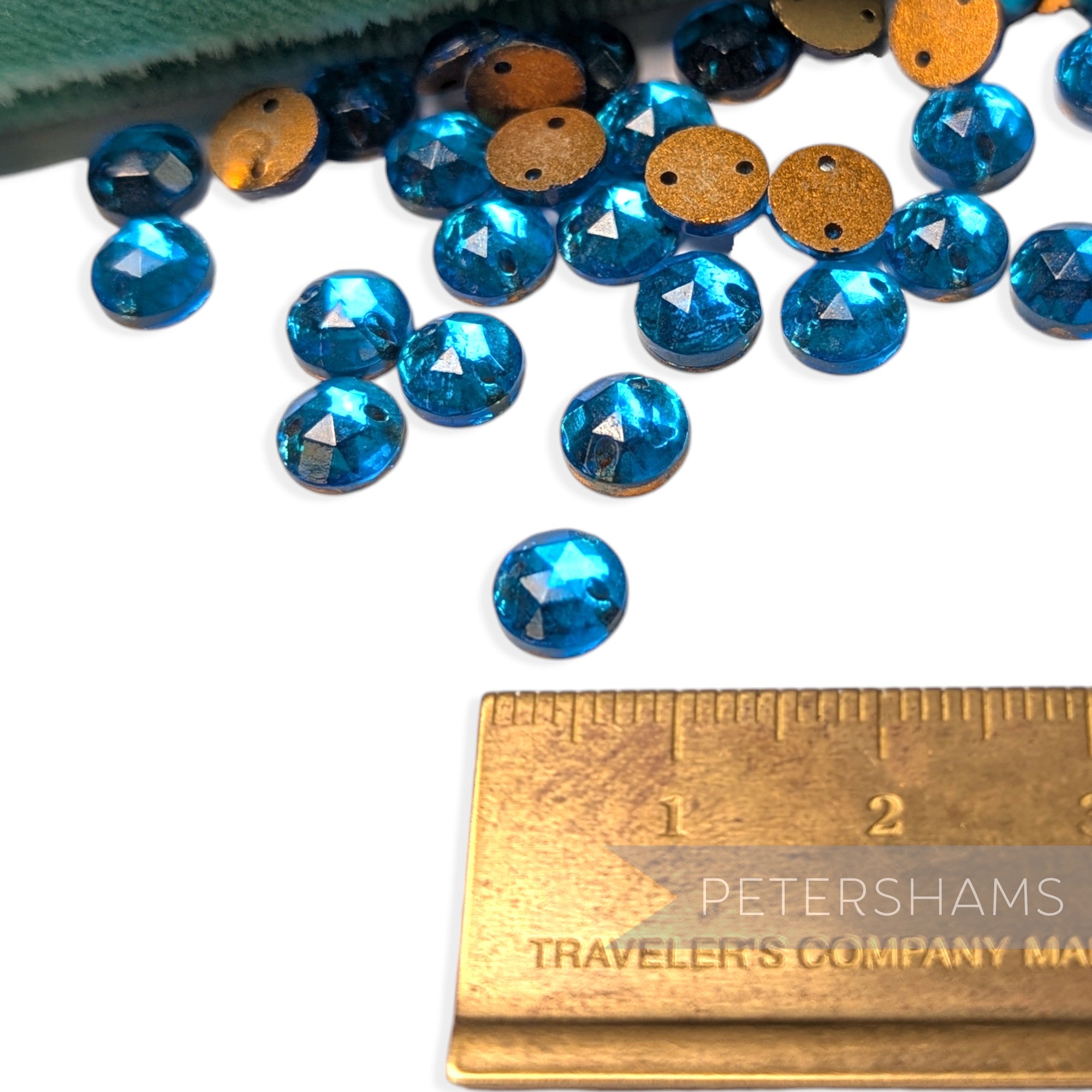 Vintage 1960/70's 7mm Glass 2-Hole Flatback Faceted Gems - 72 Pieces