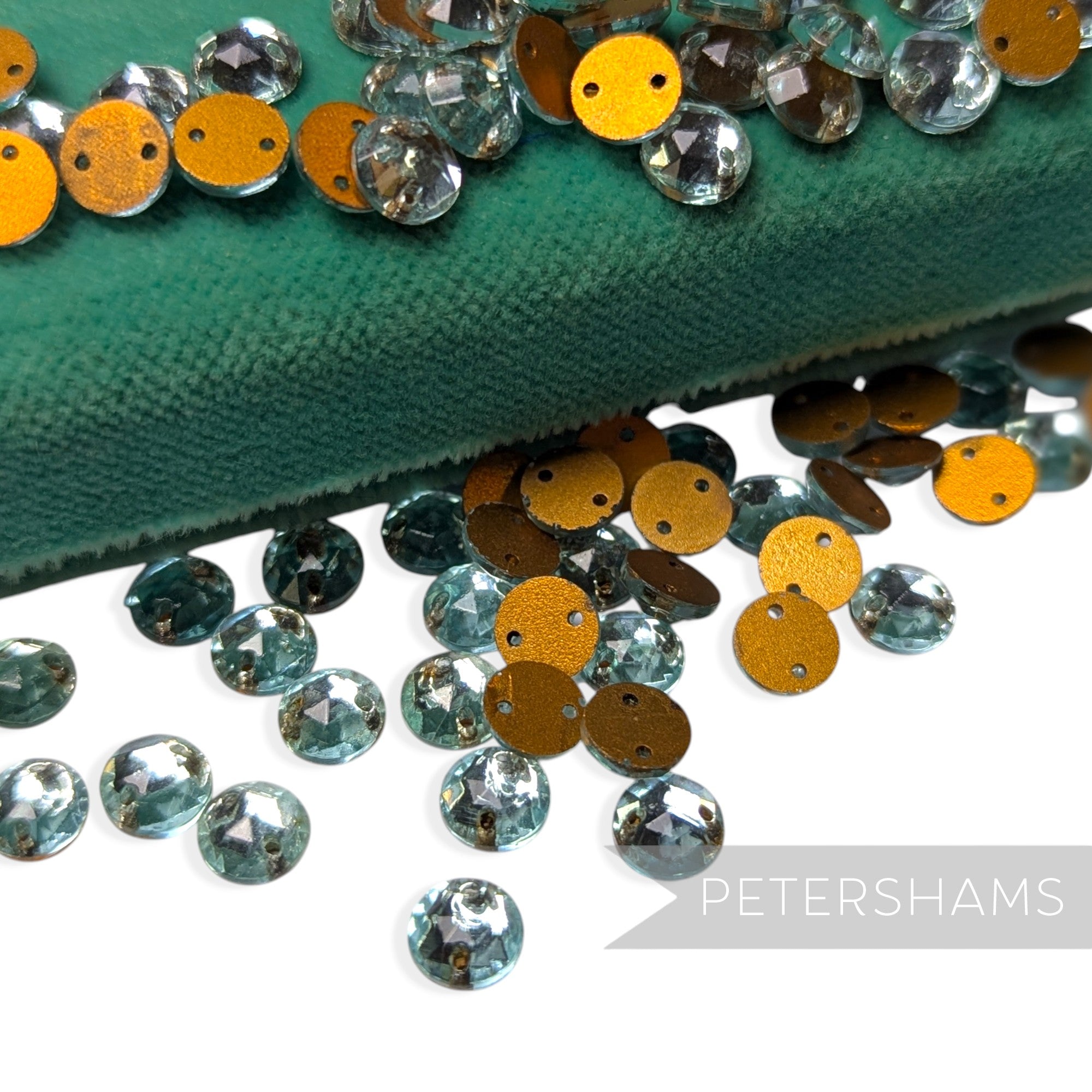 Vintage 1960/70's 7mm Glass 2-Hole Flatback Faceted Gems - 72 Pieces