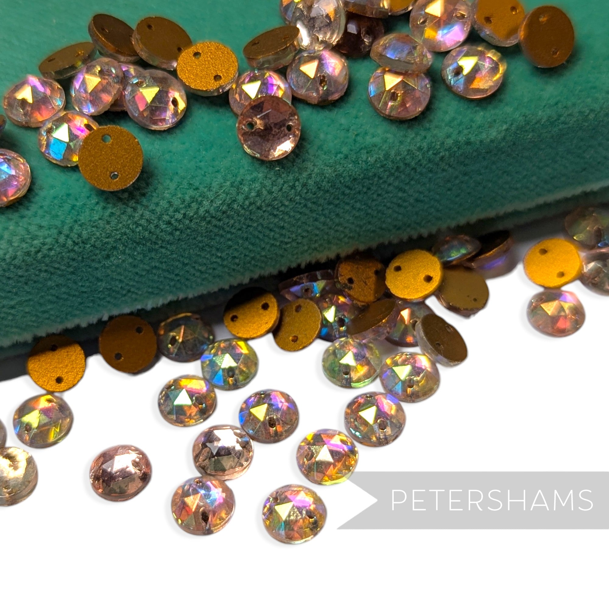 Vintage 1960/70's 7mm Glass 2-Hole Flatback Faceted Gems - 72 Pieces