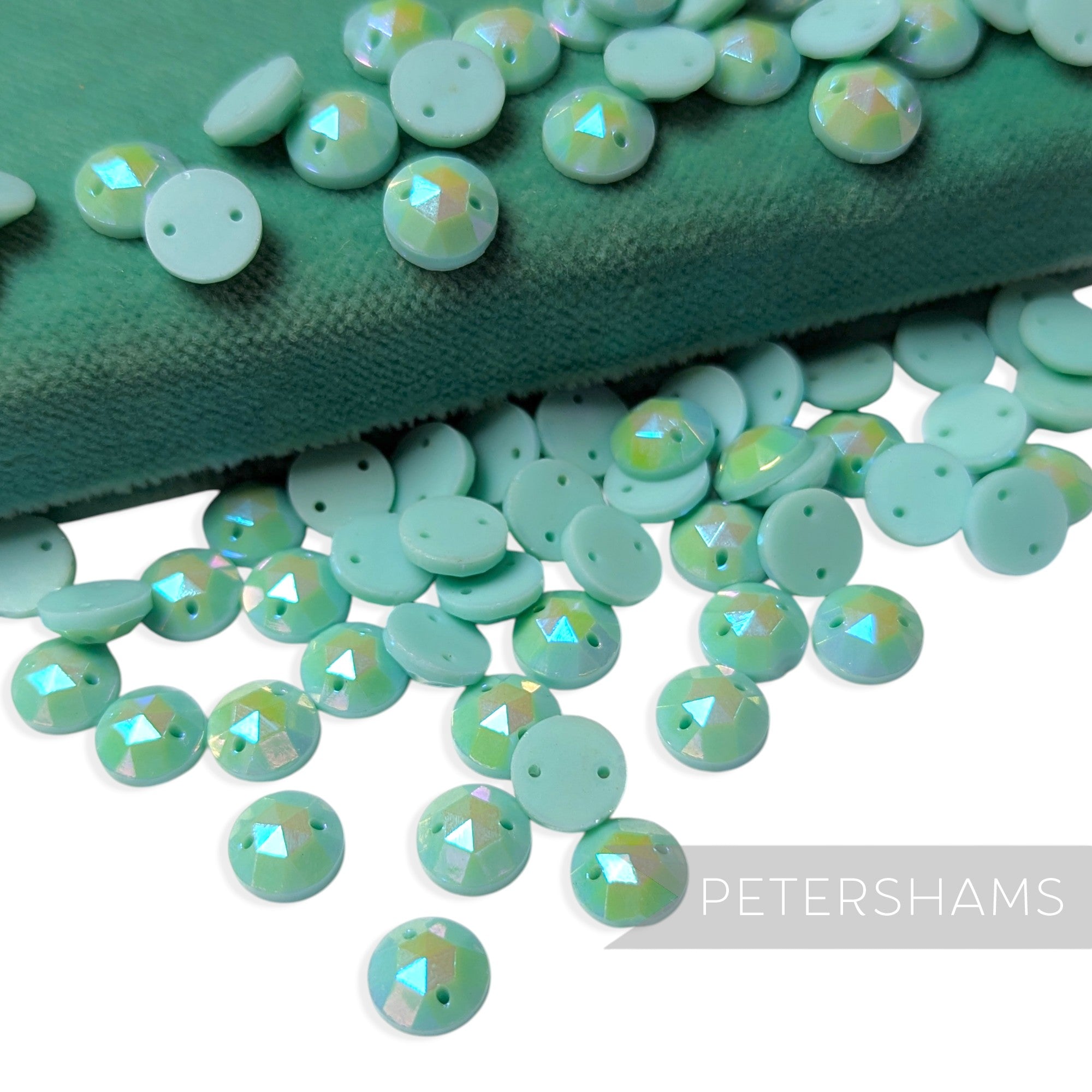 Vintage 1960/70's 9mm Glass 2-Hole Flatback Faceted Gems - 72 Pieces