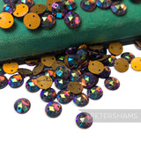 Vintage 1960/70's 9mm Glass 2-Hole Flatback Faceted Gems - 72 Pieces