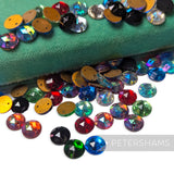 Vintage 1960/70's 9mm Glass 2-Hole Flatback Faceted Gems - 72 Pieces