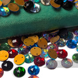 Vintage 1960/70's 9mm Glass 2-Hole Flatback Faceted Gems - 72 Pieces