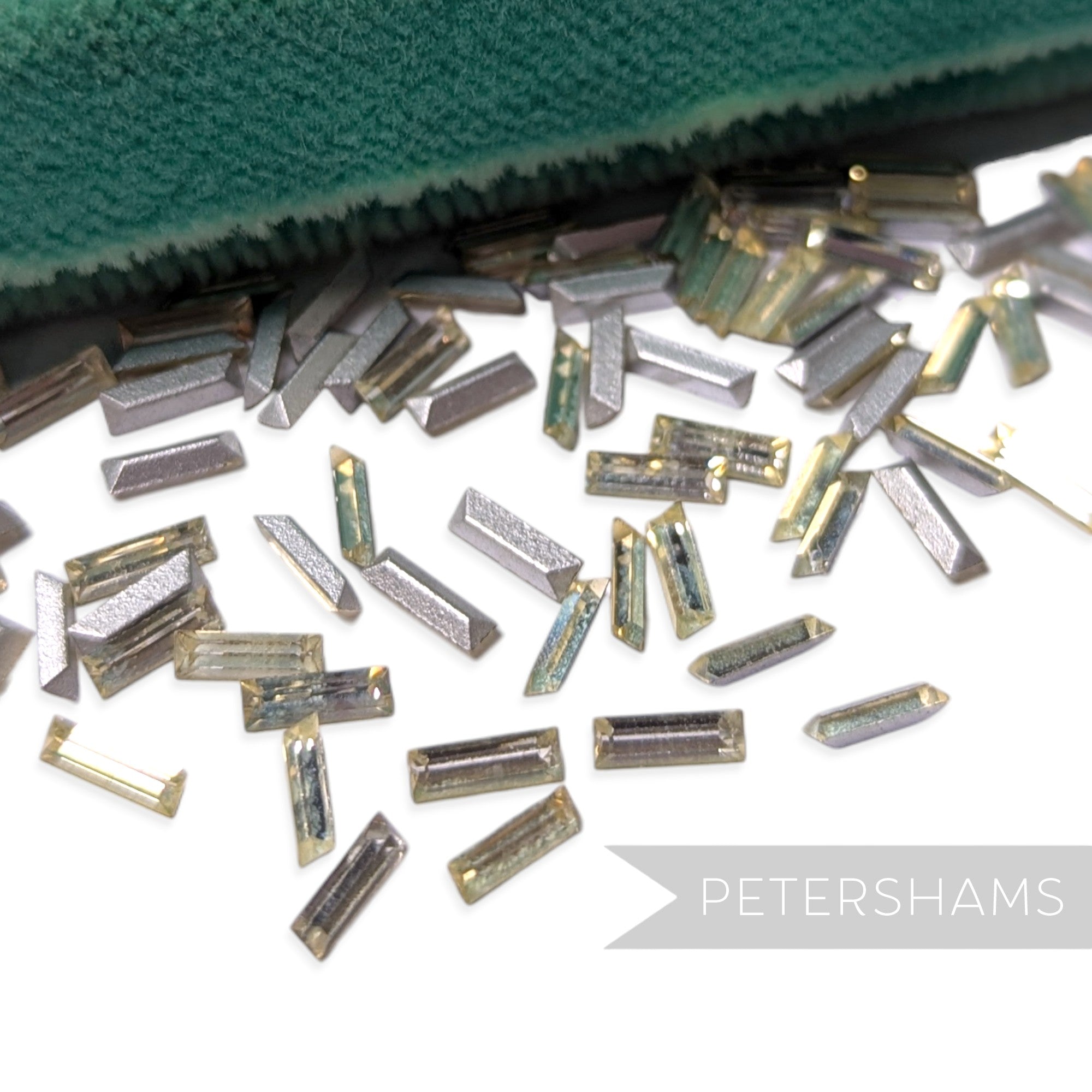 Vintage 1970/80's Tiny 6x2mm Rectangle Faceted Crystals - Approx. 144