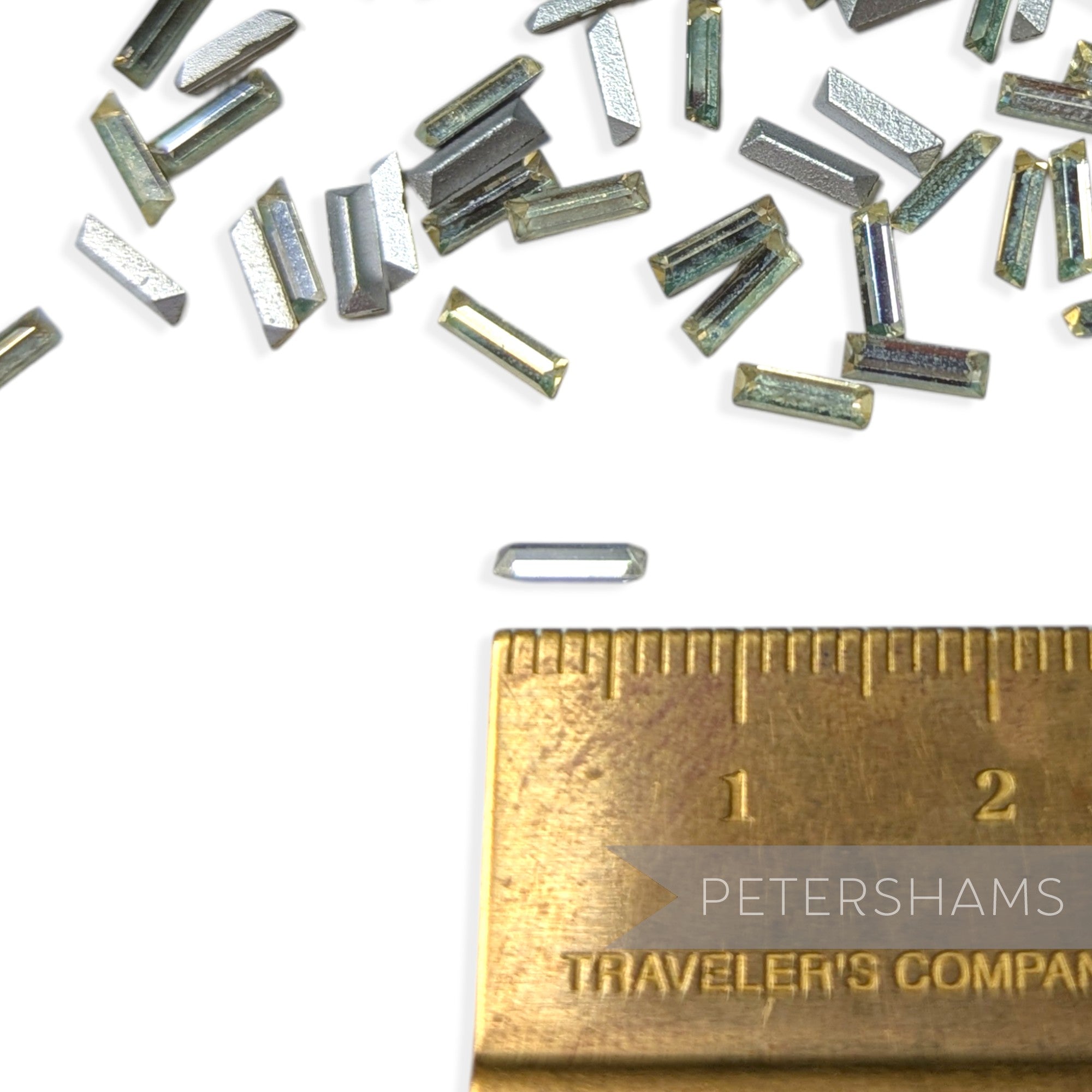 Vintage 1980/90's 8mm Glass Rectangle Crystals in Brass Setting - 72 Pieces