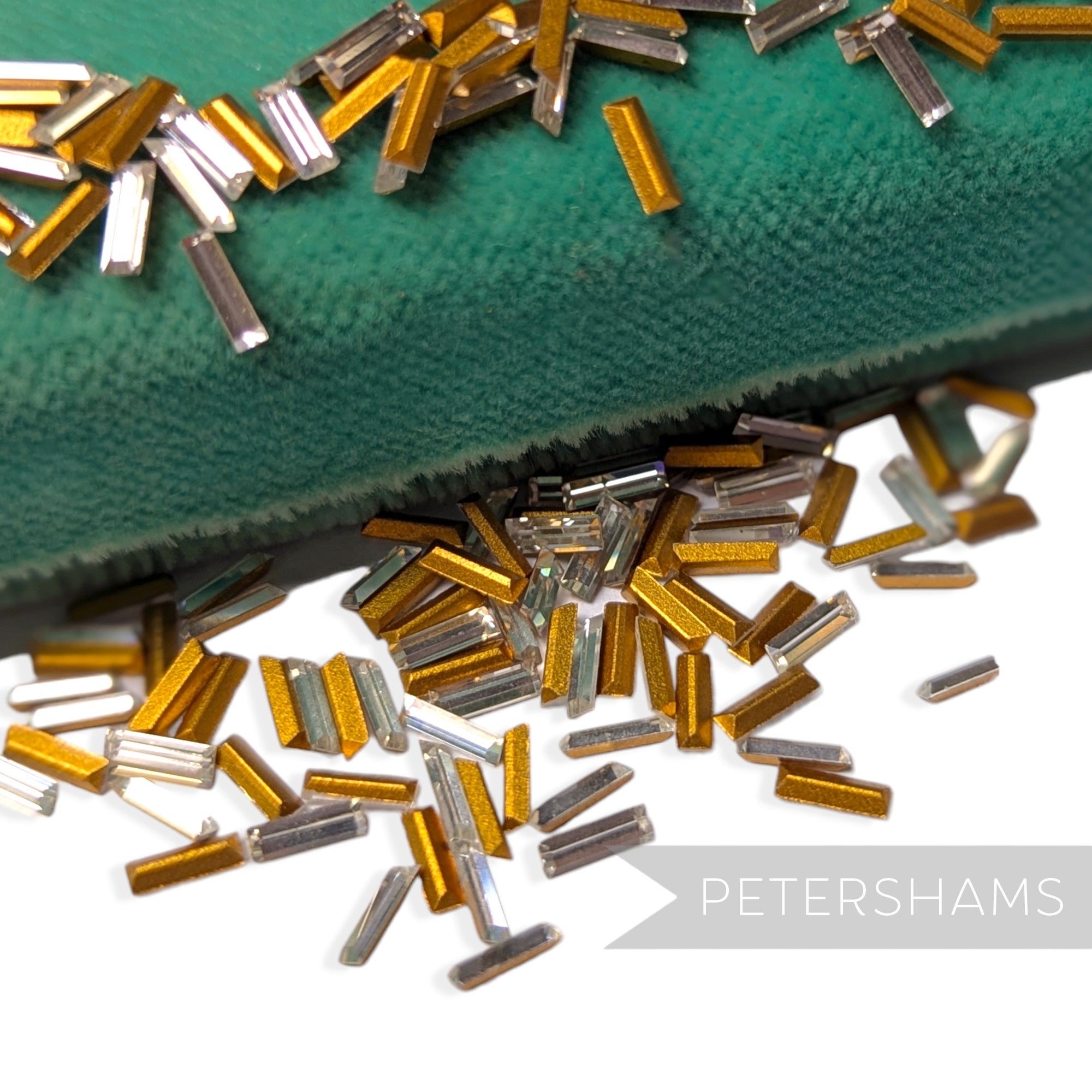 Vintage 1970/80's Tiny 6x2mm Rectangle Faceted Crystals - Approx. 144