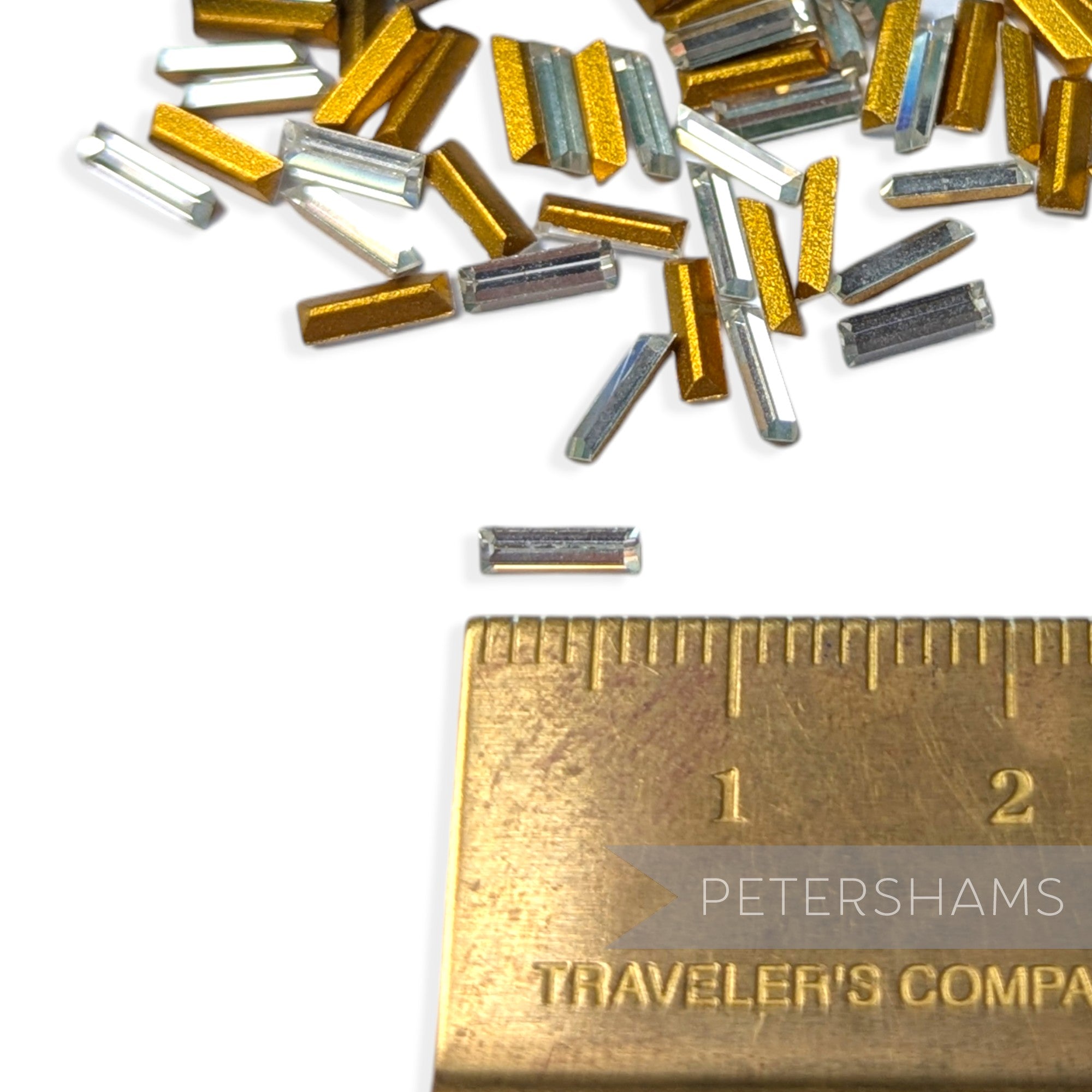 Vintage 1970/80's Tiny 6x2mm Rectangle Faceted Crystals - Approx. 144