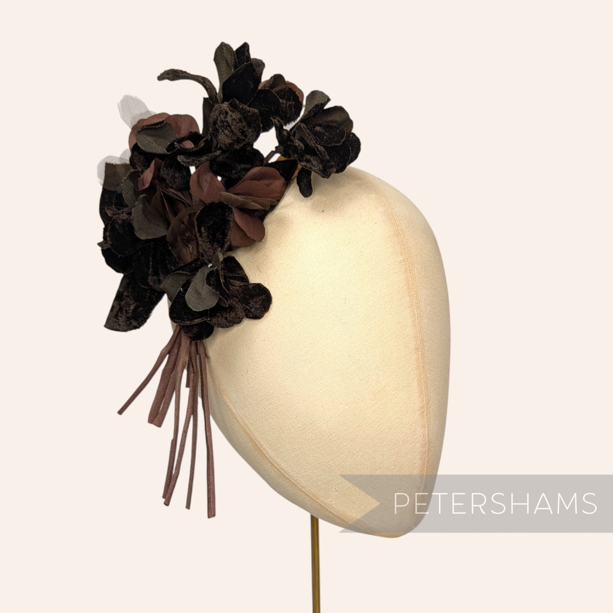 'Regina' Velvet & Organza Hydrangea Millinery Flower Mount