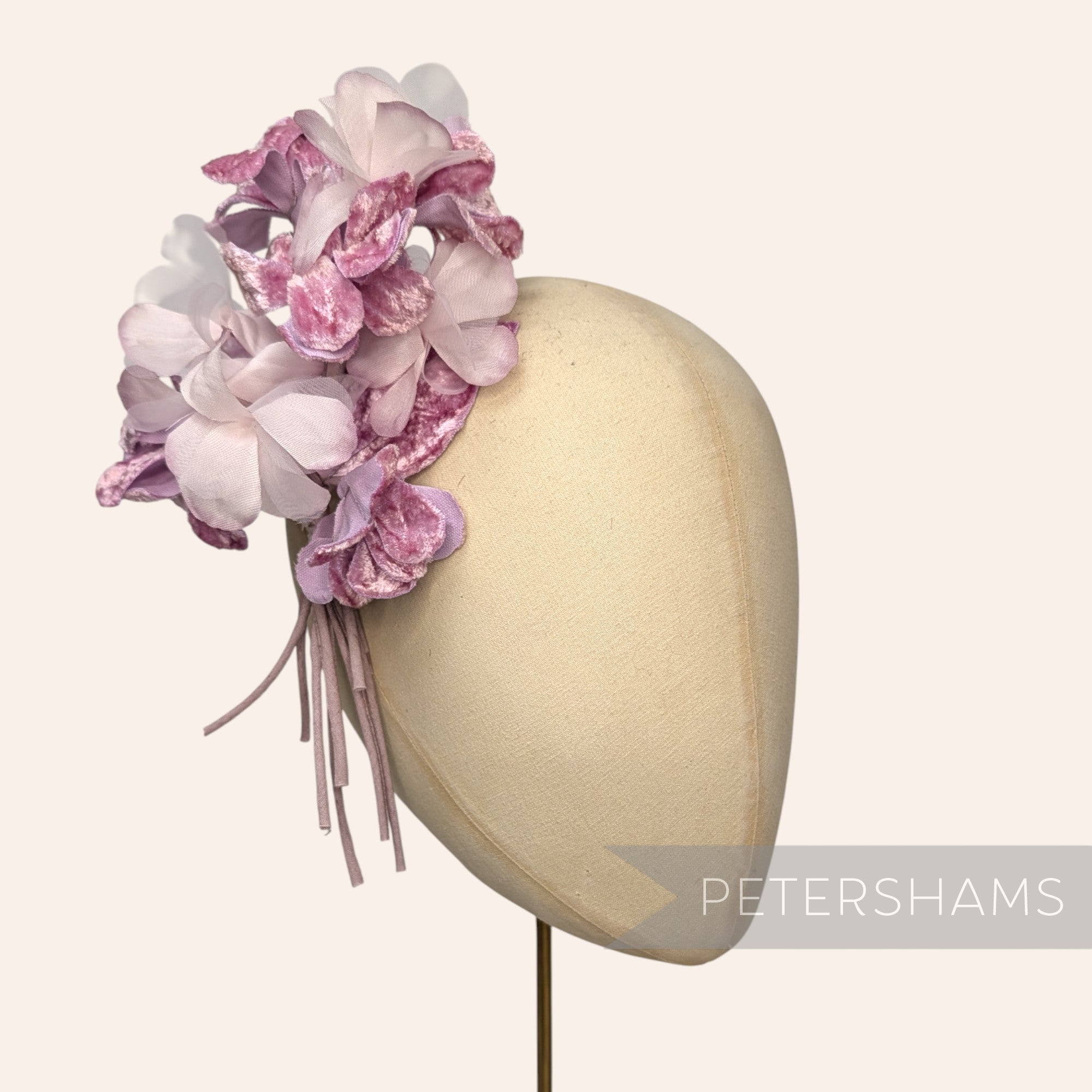 'Regina' Velvet & Organza Hydrangea Millinery Flower Mount