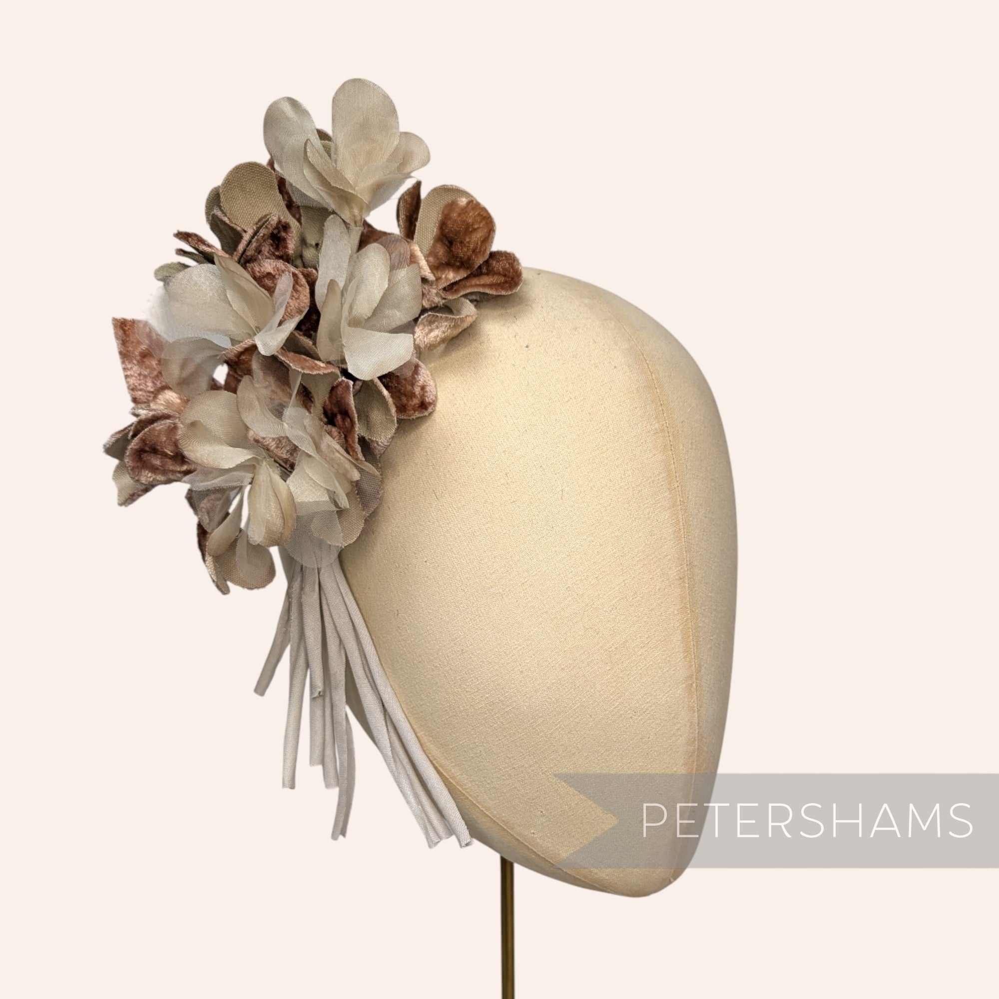 'Regina' Velvet & Organza Hydrangea Millinery Flower Mount