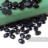 Vintage 1960/70's 10x7mm Glass 2-Hole Oval Flatback Faceted Gems - 72 Pieces