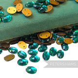 Vintage 1960/70's 10x7mm Glass 2-Hole Oval Flatback Faceted Gems - 72 Pieces