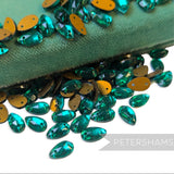 Vintage 1960/70's 10x6mm Glass 2-Hole Teardrop Flatback Faceted Gems - 72 Pieces