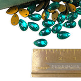 Vintage 1960/70's 10x6mm Glass 2-Hole Teardrop Flatback Faceted Gems - 72 Pieces
