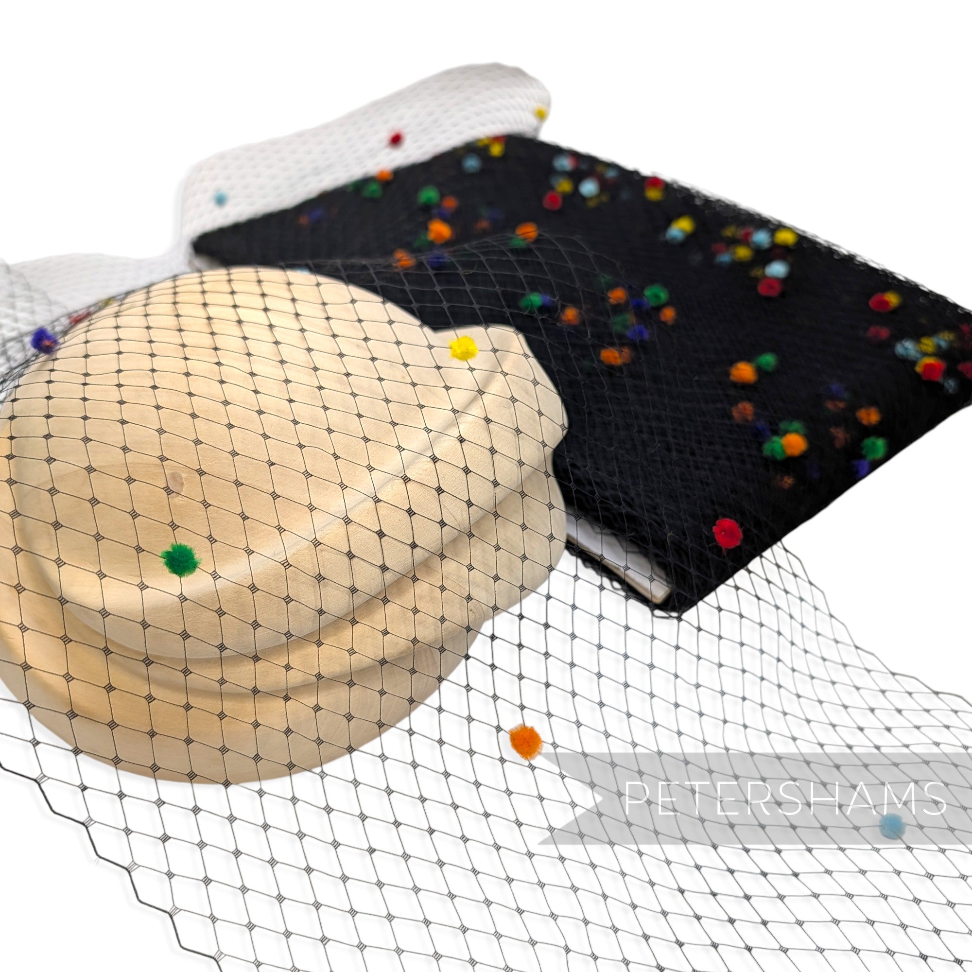 9 inch wide Rainbow Dotted Veiling - 1m