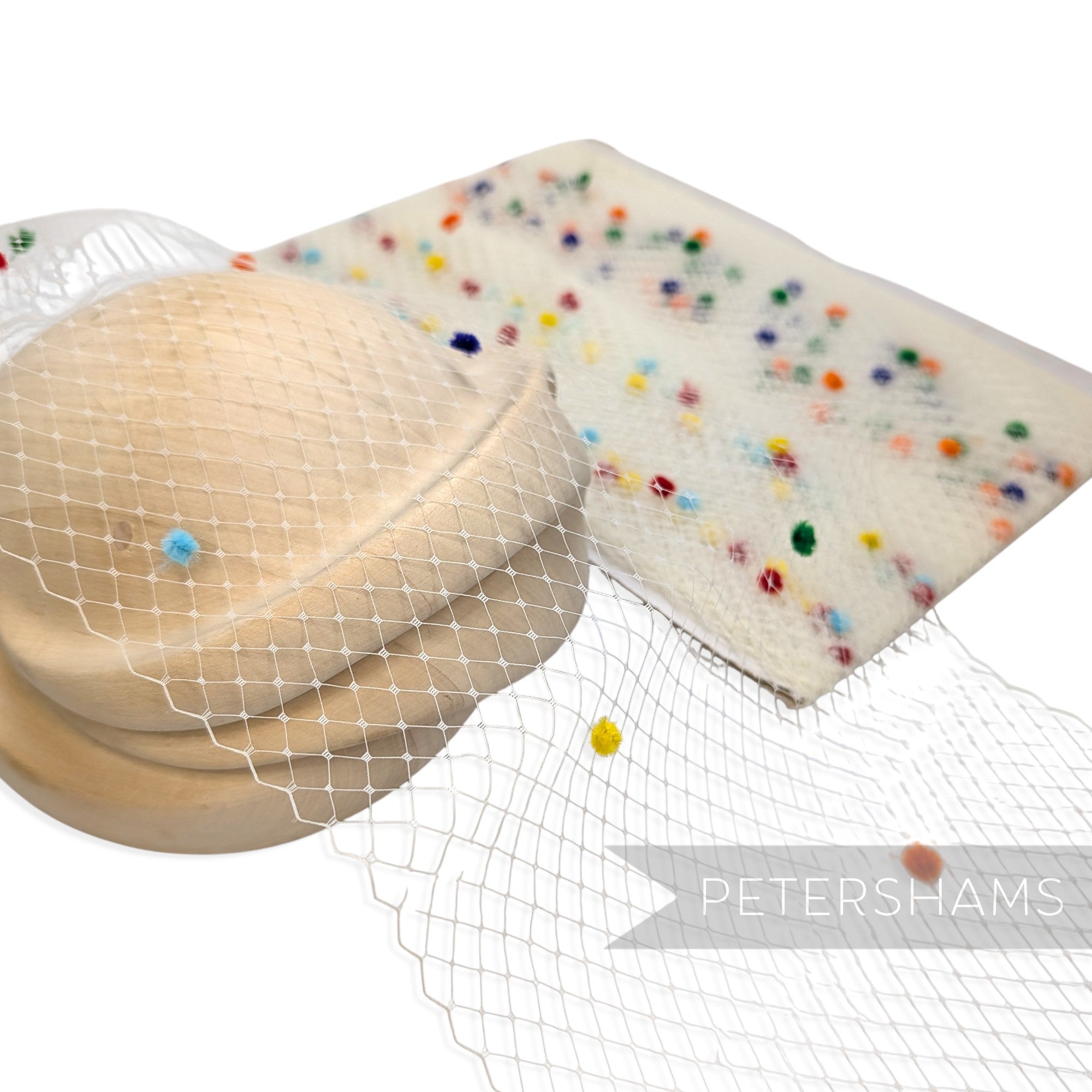 9 inch wide Rainbow Dotted Veiling - 1m