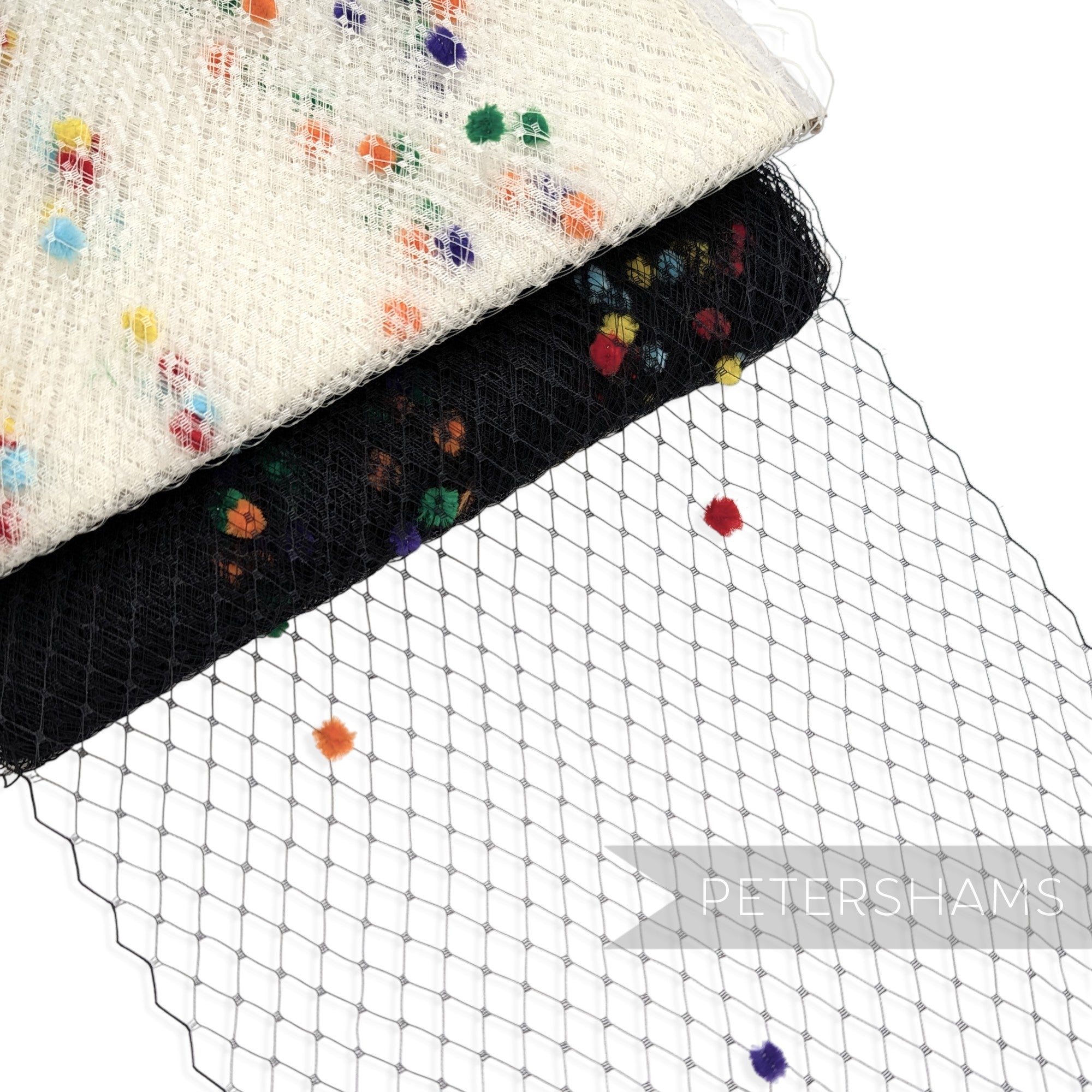 9 inch wide Rainbow Dotted Veiling - 1m