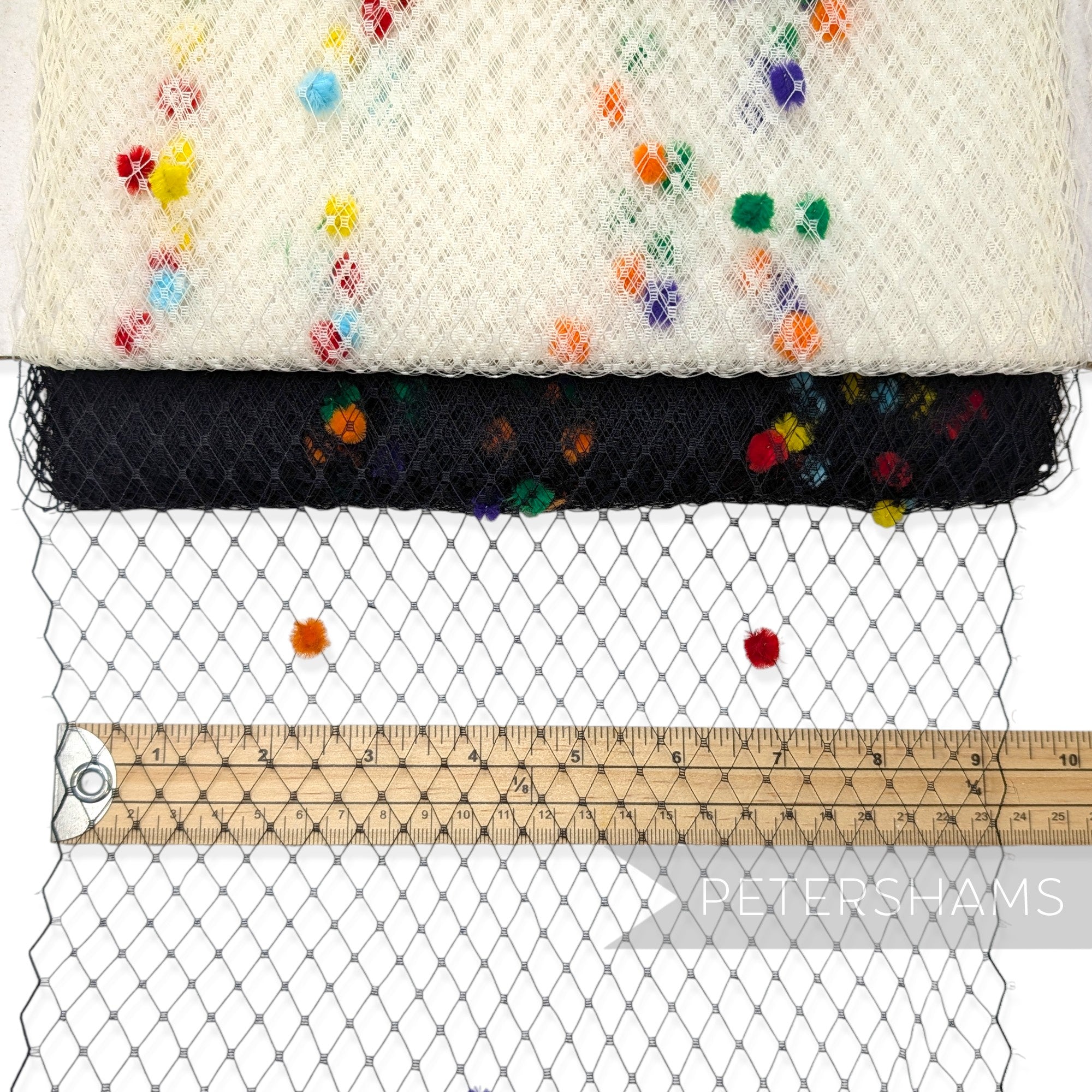 9 inch wide Rainbow Dotted Veiling - 1m