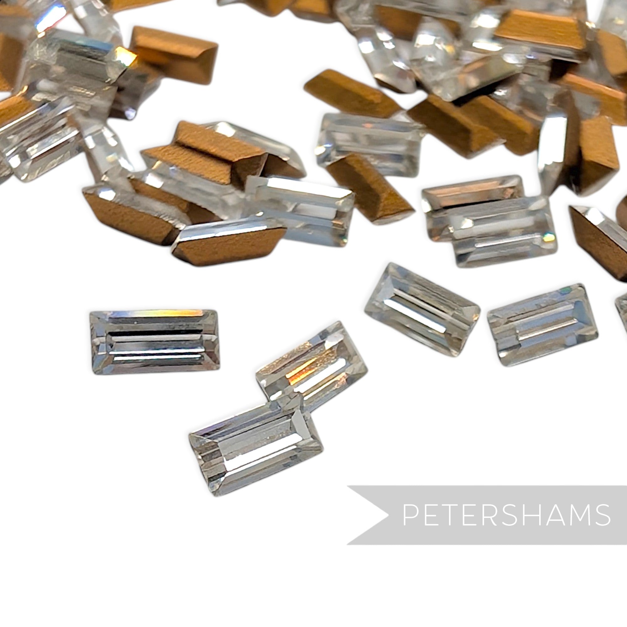 Vintage 1970/80's 4x2mm Rectangle Faceted Crystals - Approx. 144