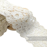 Gorgeous Abstract Floral Vintage 1980's 17cm Wide Silky Cord Double Scalloped Edge Lace - 1m