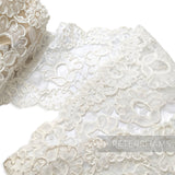 Gorgeous Abstract Floral Vintage 1980's 17cm Wide Silky Cord Double Scalloped Edge Lace - 1m