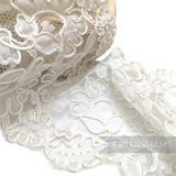 Gorgeous Abstract Floral Vintage 1980's 17cm Wide Silky Cord Double Scalloped Edge Lace - 1m