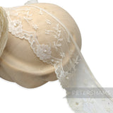 85mm Pearl Adorned Ivory Lace with Floral Weave - 1m