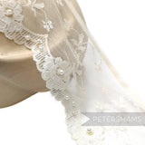 85mm Pearl Adorned Ivory Lace with Floral Weave - 1m