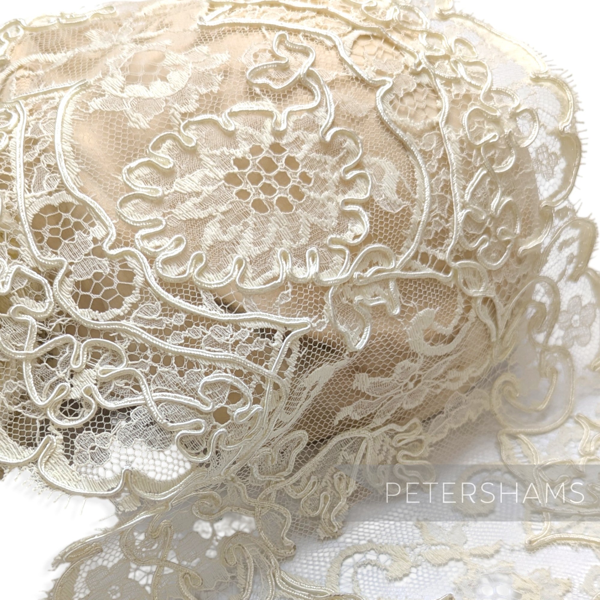 Extra Wide 24cm Beautiful Classic Floral Vintage 1980's Double Scallop Edge Lace - 1m