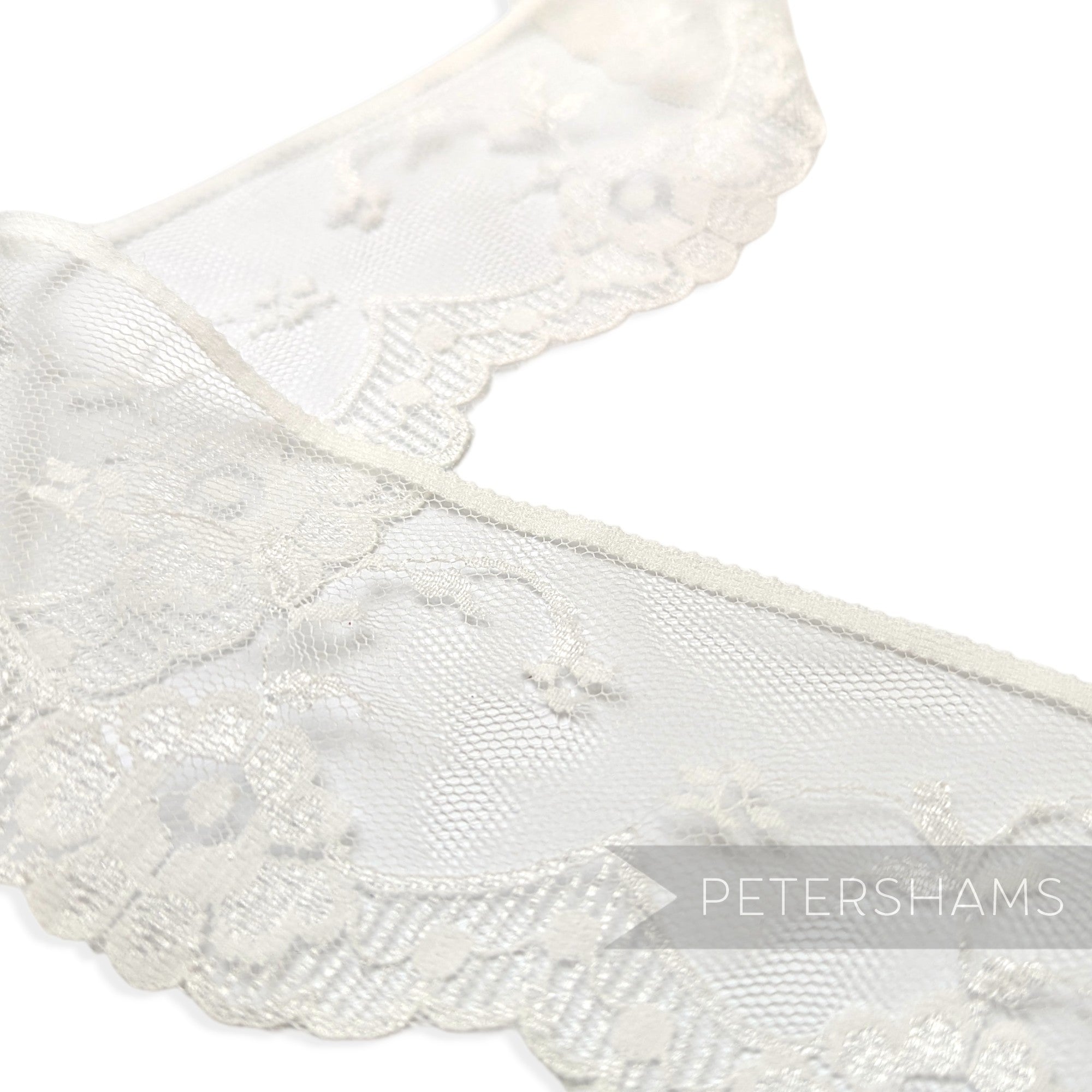 Dainty Flower Pattern 65mm Vintage 1990's Sheer Lace with Scalloped Edge - 1m