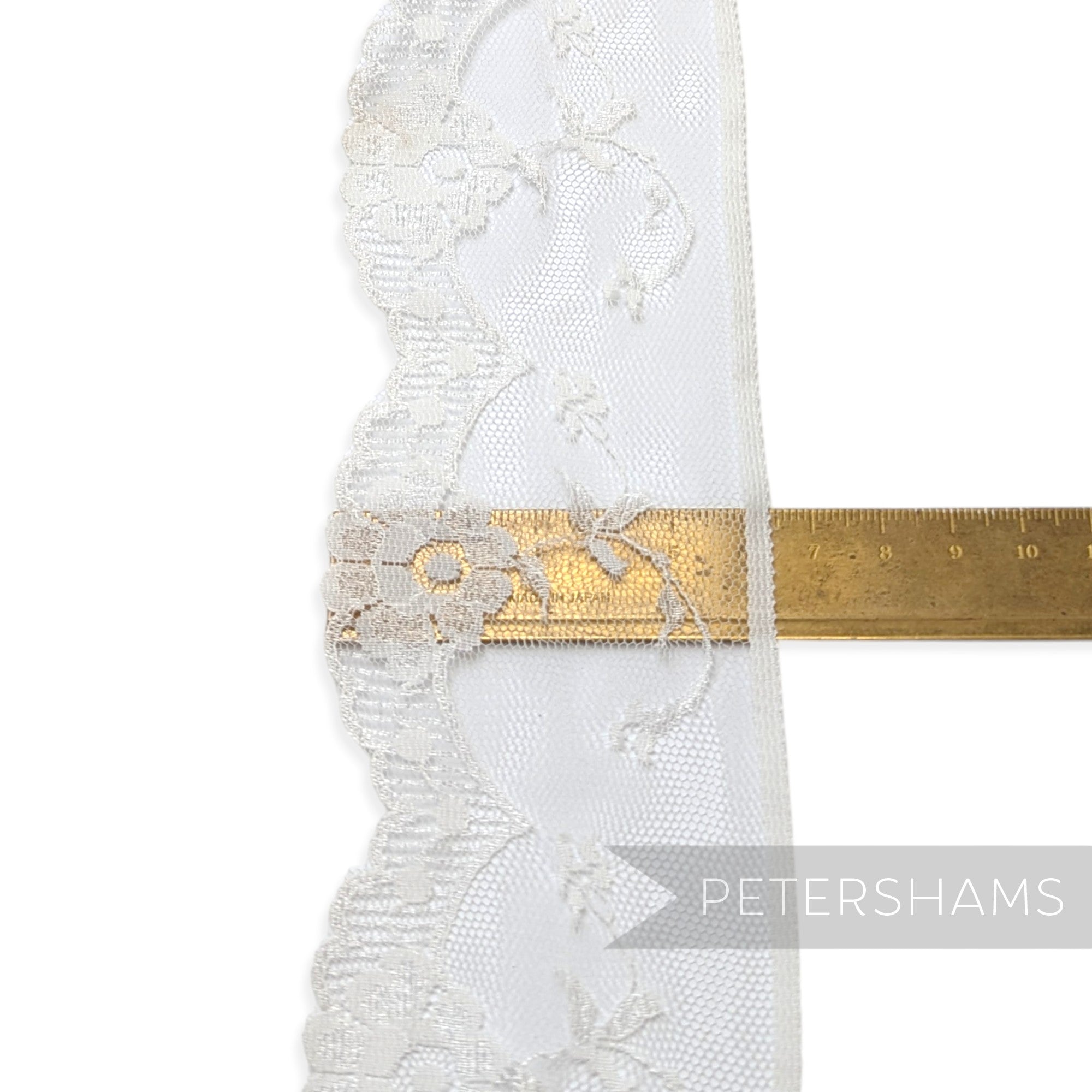 Dainty Flower Pattern 65mm Vintage 1990's Sheer Lace with Scalloped Edge - 1m