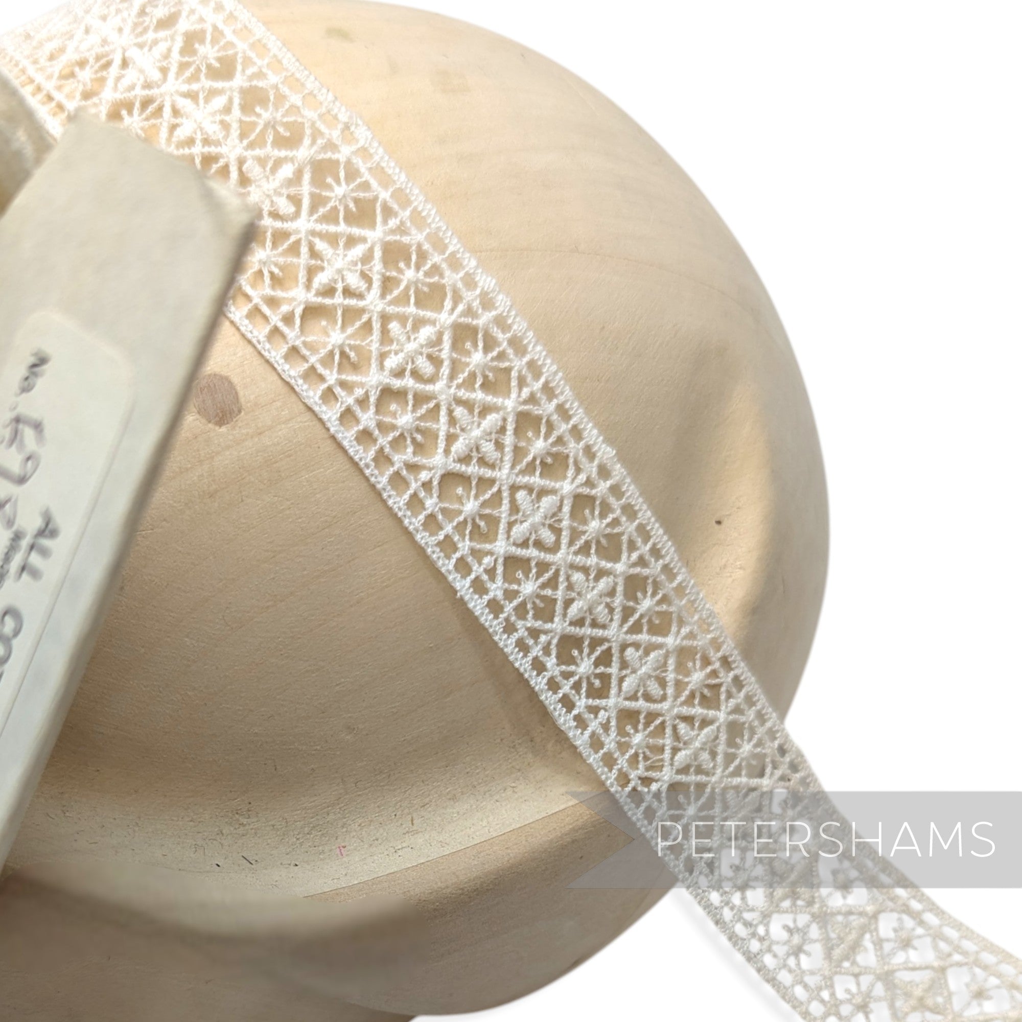 Cross Grid 30mm Design Vintage 1960/70's English Cotton Nottingham Guipure Lace - 1m