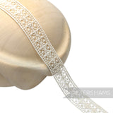 Cross Grid 30mm Design Vintage 1960/70's English Cotton Nottingham Guipure Lace - 1m