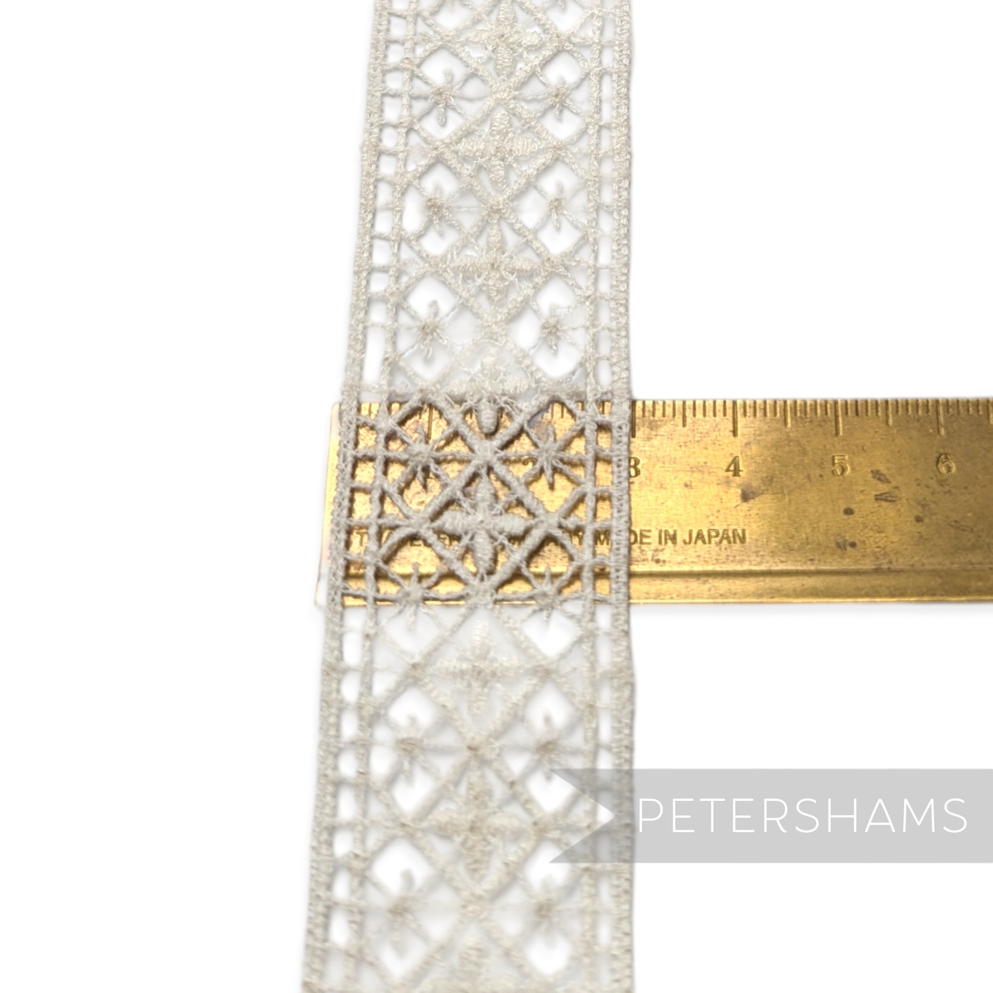 Cross Grid 30mm Design Vintage 1960/70's English Cotton Nottingham Guipure Lace - 1m