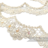 4cm Wide Silky Corded Scalloped Lace with Beads and Sequins - 1m
