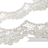 4cm Wide Silky Corded Scalloped Lace with Beads and Sequins - 1m