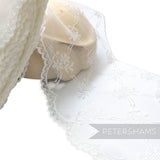 Extra Wide 20cm Lattice Floral Pattern with Scalloped Edge Sheer Lace - 1m