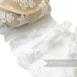 Rose Spray and Dot Pattern Extra Wide 17cm Sheer Lace with Scalloped Edge  - 1m