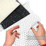 12" wide English Merry Widow Hat Veiling with Pearls - 1m