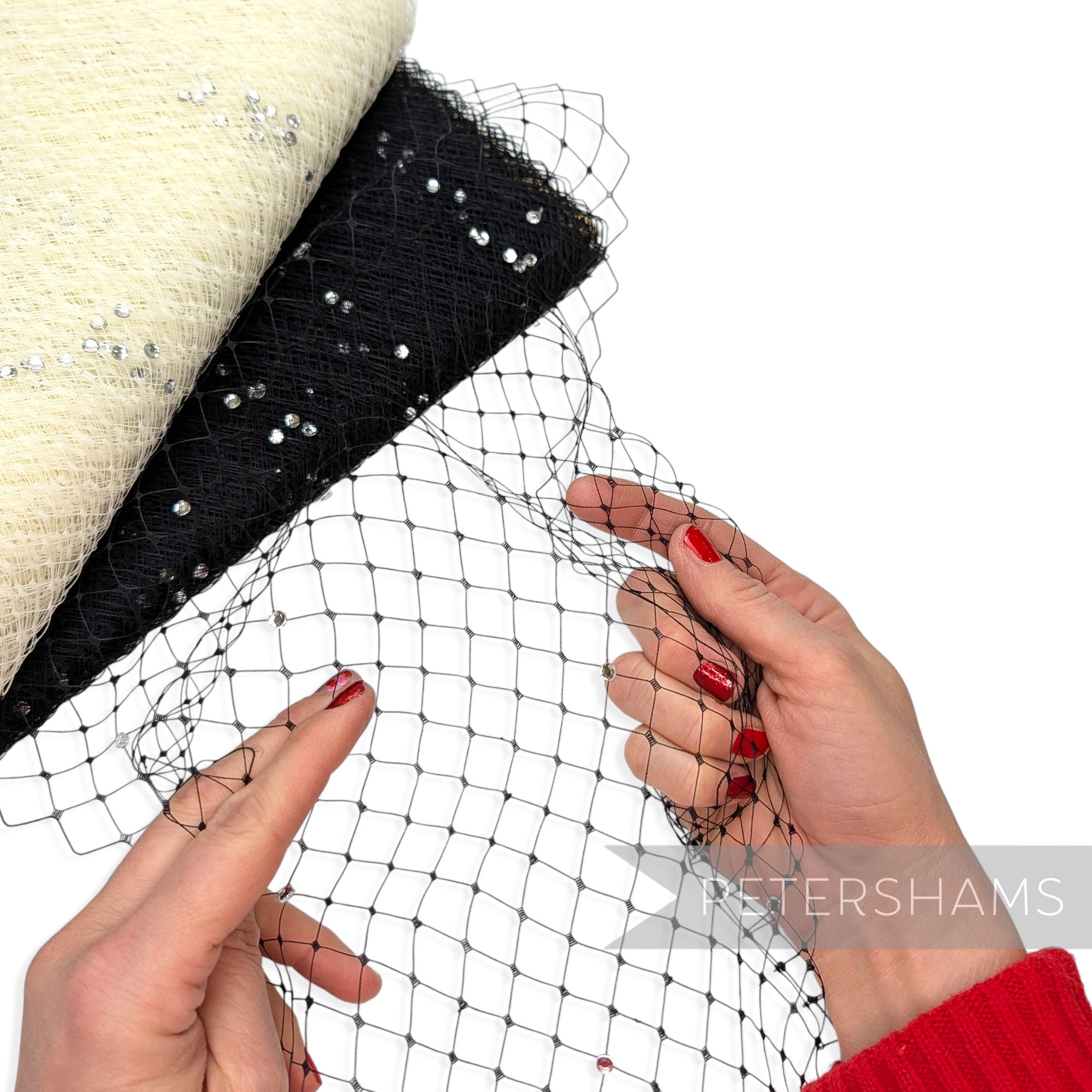 Diamante English Merry Widow Veiling, 30cm (12") Wide - 1m